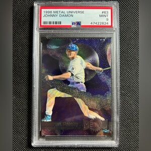 1996 Fleer Metal Universe Johnny Damon RC Rookie #63 PSA 9 MINT KC Royals Pop 2